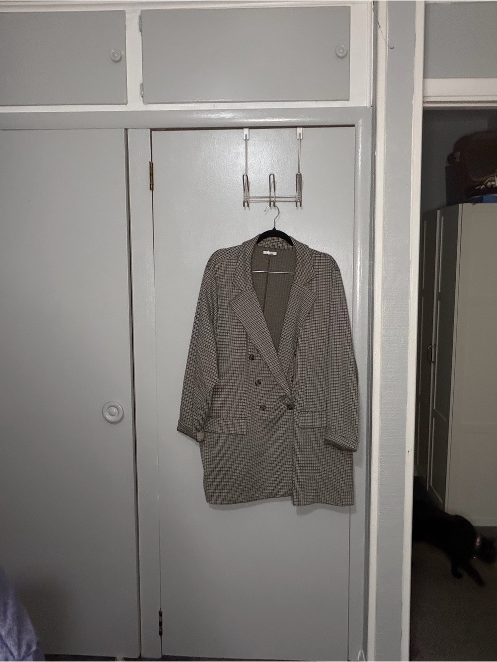 Maurices Gray Checked Double-Breasted Blazer